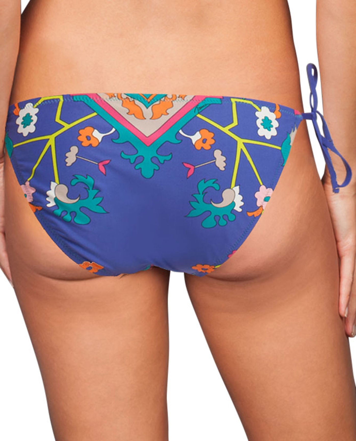 Back View Of Trina Turk Tapestry Tie Side Hipster Bikini Bottom | TTK TAPESTRY