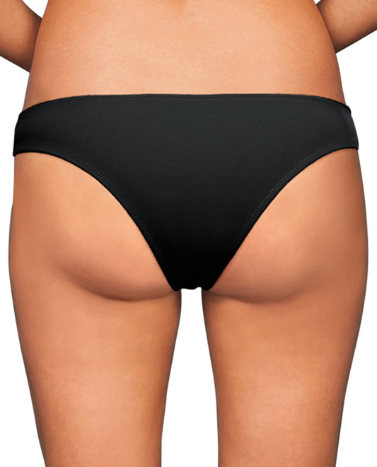 Back View Of Zali Solid Black Hipster Bikini Bottom | ZAL Black